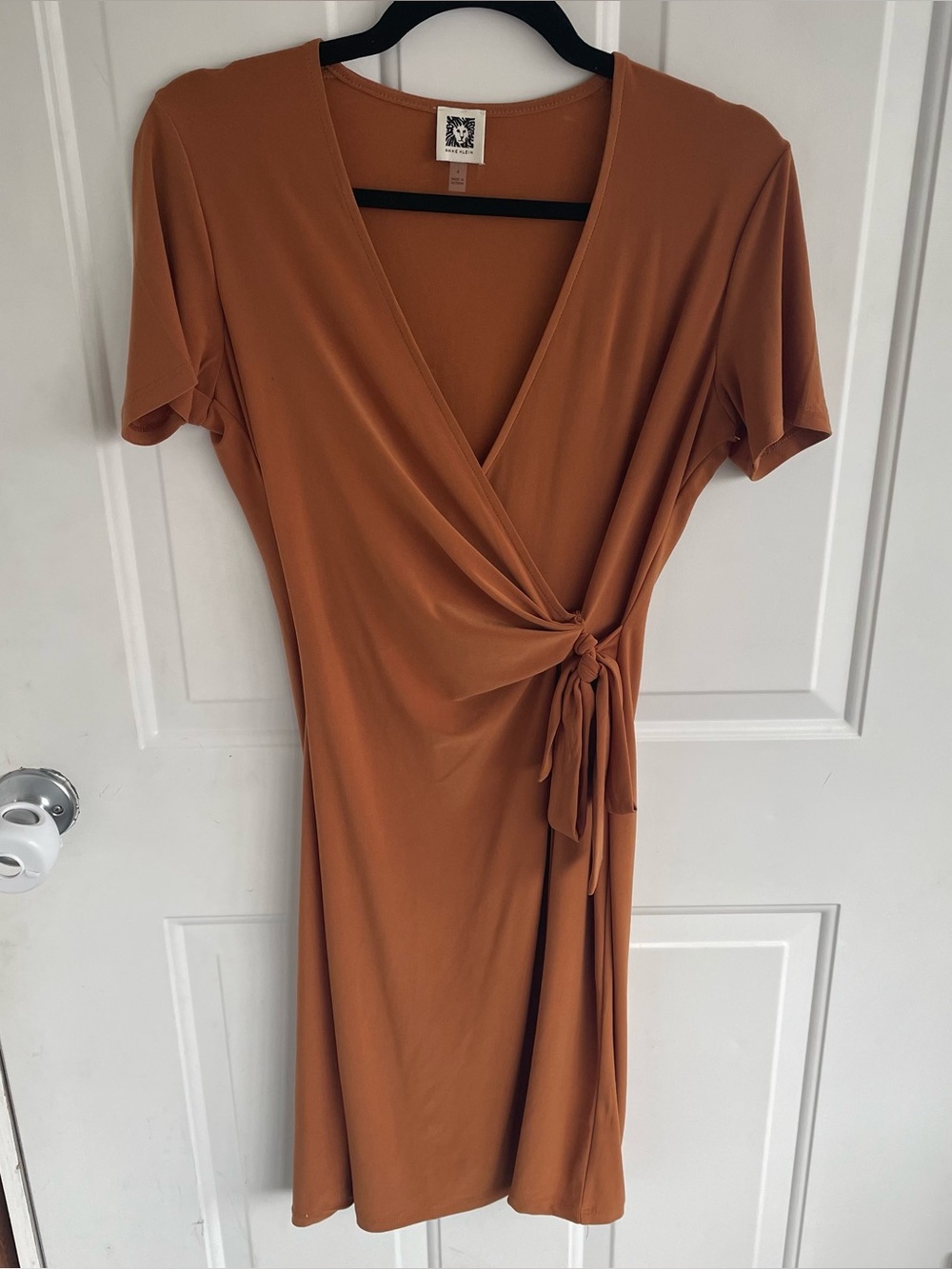 Anne Klein Faux Wrap Dress Tobacco Brown Size 4